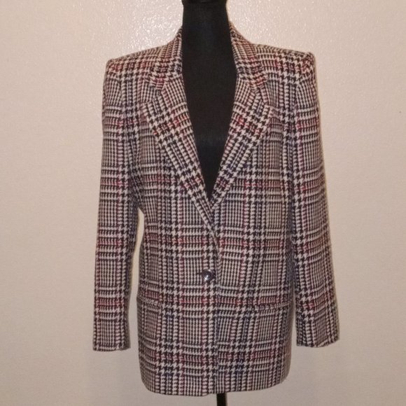 Worthington Jackets & Blazers - Worthington black and white wool blend herringbone blazer with Specks of color